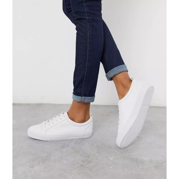 ASOS DESIGN Dunn Lace Up White Sneakers - Picture 1 of 4